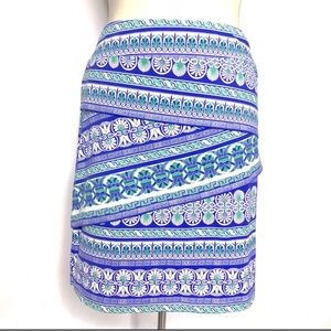 J. MCLAUGHLIN NICOLA TIERED CATALINA SKIRT SIZE XS - WHITE/BLUE/GREEN PRINT